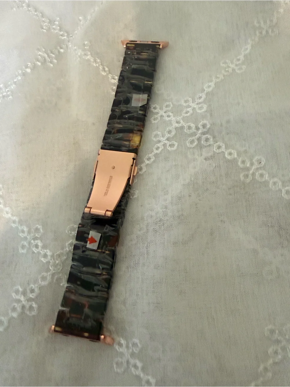 Apple Watch Tortoiseshell Resin Band with Rose Gold Clasp - Brown/Amber